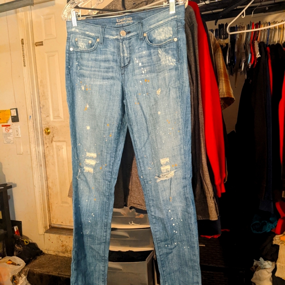 Bebe Distressed Skinny Jeans